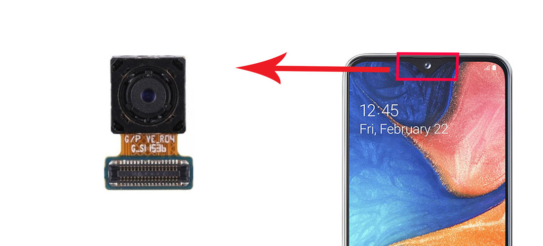 تعویض دوربین جلو سامسونگ Galaxy A20e